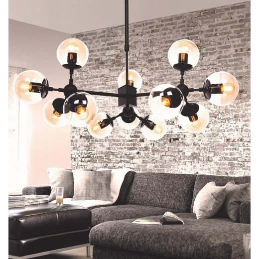 Люстра на штанге LUMINA DECO Zodiak LDP 160-12 BK+TEA