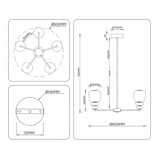 Люстра на штанге Ambrella Light LH LH53164