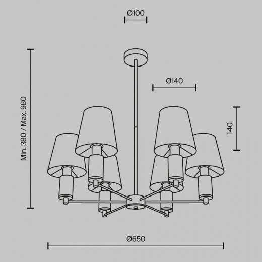 Люстра на штанге Maytoni Lira MOD483PL-06BS