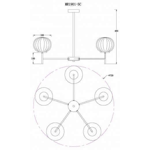 Люстра на штанге MyFar Eliza MR1901-5C