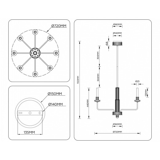 Люстра на штанге Ambrella Light LH LH53126