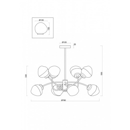 Люстра на штанге Freya  FR8017PL-08MG