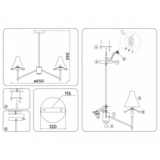 Люстра на штанге Ambrella Light HIGH LIGHT LH57131