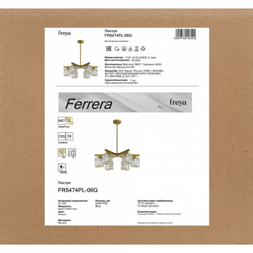 Люстра на штанге Freya Ferrera FR5474PL-06G