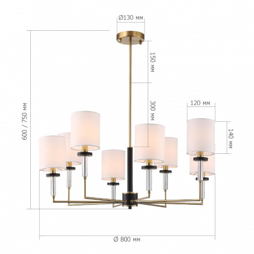 Люстра на штанге ST-Luce BLACK+BRASS SL1404.303.08