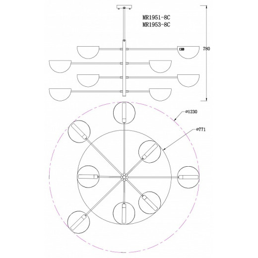 Люстра на штанге MyFar Valentina MR1951-8C