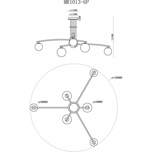 Люстра на штанге MyFar Stacy MR1013-6P