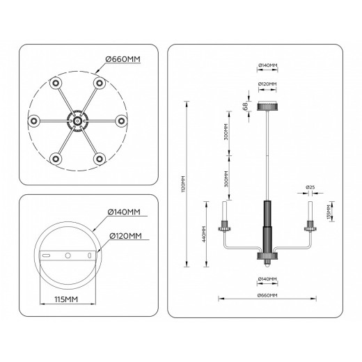Люстра на штанге Ambrella Light LH LH53124