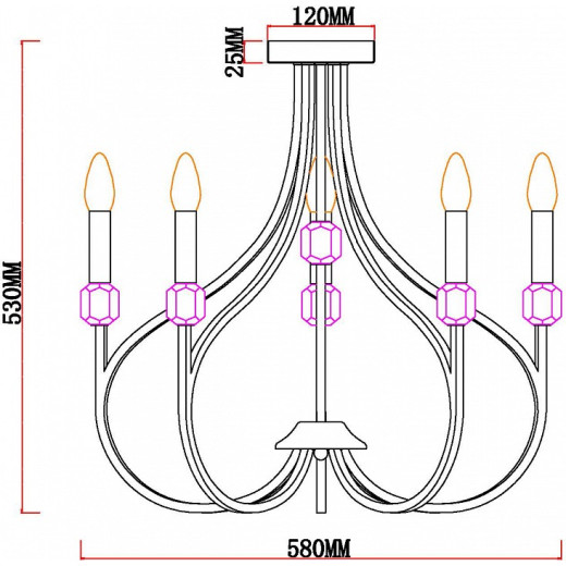 Люстра на штанге MyFar Lena MR1891-5C