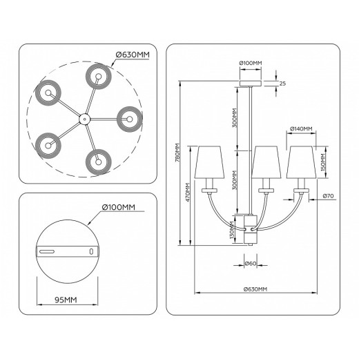 Люстра на штанге Ambrella Light LH LH75351
