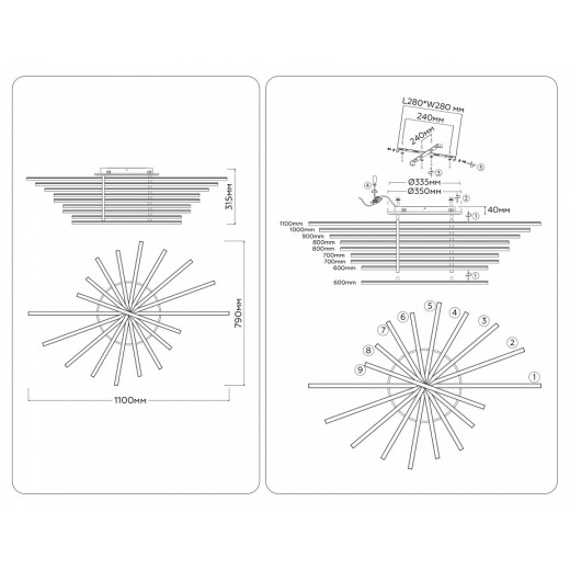 Люстра на штанге Ambrella Light COMFORT FL6291