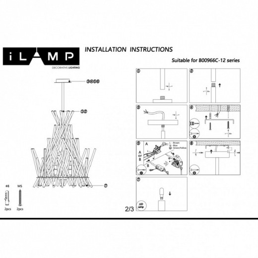 Люстра на штанге iLamp CASA 966C-12 CR+CL