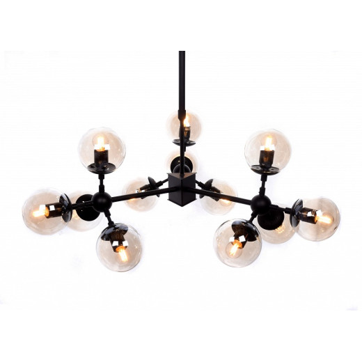 Люстра на штанге LUMINA DECO Zodiak LDP 160-12 BK+TEA