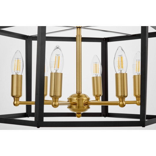 Люстра на штанге LUMINA DECO Lorton LDP 1142-6 BK+MD