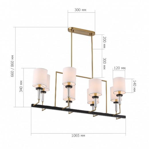 Люстра на штанге ST-Luce BLACK+BRASS SL1404.338.08