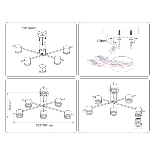 Люстра на штанге Ambrella Light FL FL71530