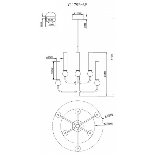 Люстра на штанге Moderli Illis V11792-6P