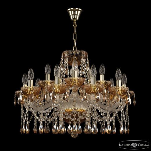 Подвесная люстра Bohemia Ivele Crystal 5413 5413/10+5/240 G Amber/M-1G K721