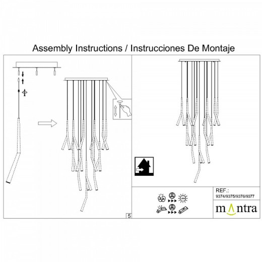 Подвесная люстра Mantra Boomerang 9377+9240 (24L)