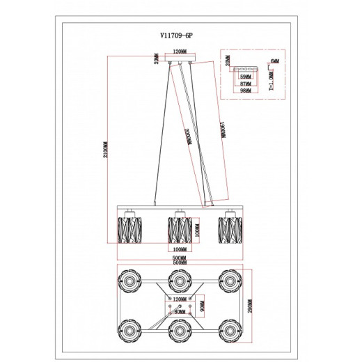 Подвесная люстра Moderli Prismique V11709-6P