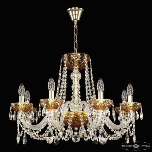 Подвесная люстра Bohemia Ivele Crystal 5402 5402/8/240 G Amber/M-1F