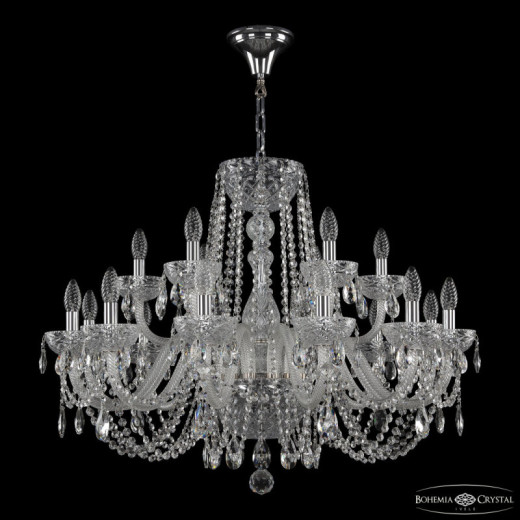 Подвесная люстра Bohemia Ivele Crystal 5402 5402/12+6/300 Ni Clear/M-1F
