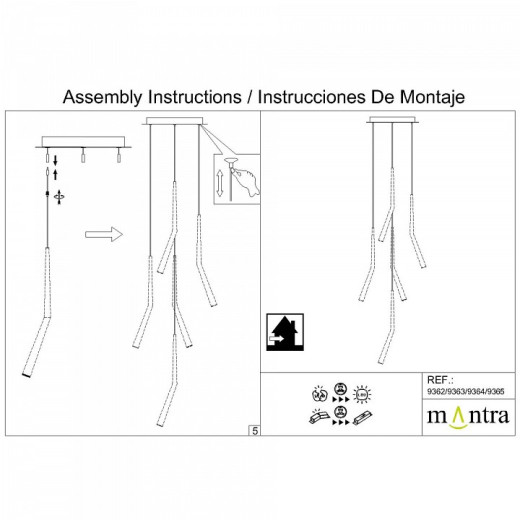 Подвесная люстра Mantra Arrecife 9362+9211 (5L)