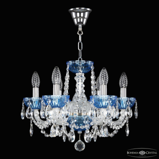 Подвесная люстра Bohemia Ivele Crystal 5402 5402/6/141 Ni Aquamarine/M-1G