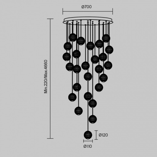 Подвесная люстра Maytoni Sapphire MOD293PL-L140BS3K
