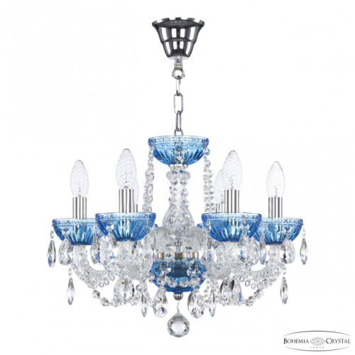 Подвесная люстра Bohemia Ivele Crystal 5402 5402/6/141 Ni Aquamarine/M-1G