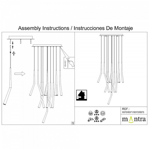 Подвесная люстра Mantra Boomerang 9373+9240 (14L)