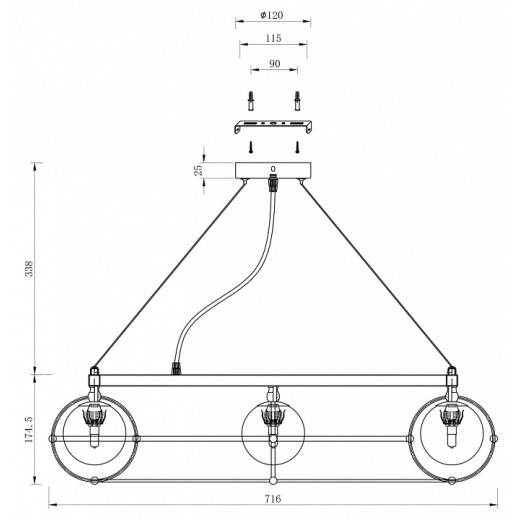 Подвесная люстра Maytoni Carcass MOD312PL-10GCH