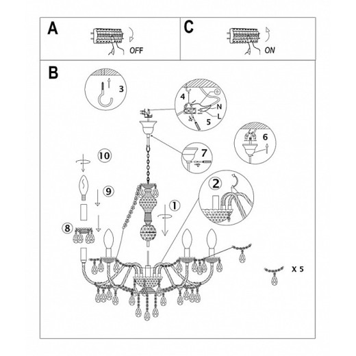 Подвесная люстра Globo Nevada 63218-5