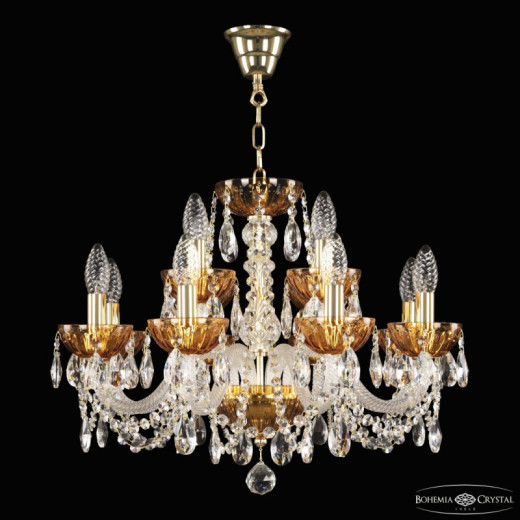 Подвесная люстра Bohemia Ivele Crystal 5402 5402/8+4/195 G Amber/M-1H