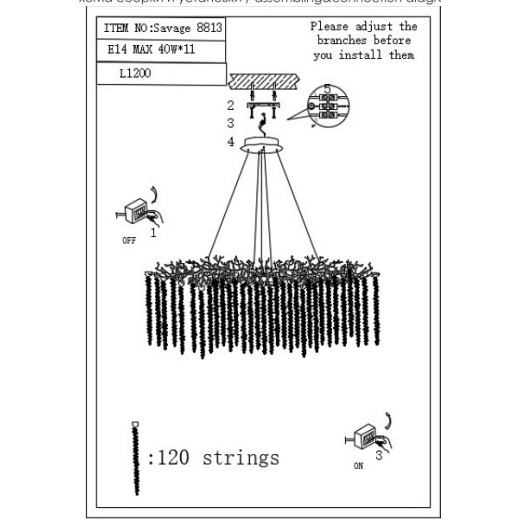 Подвесная люстра iLamp Savage 8813-L1200 GD