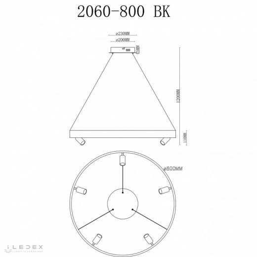 Подвесная люстра iLedex Vision 2060-D800 BK