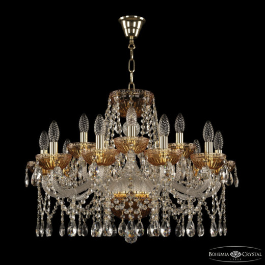 Подвесная люстра Bohemia Ivele Crystal 5413 5413/10+5/240 G Amber/M-1G