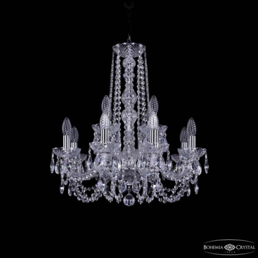 Подвесная люстра Bohemia Ivele Crystal 1402 1402/8+4/195/h-60 Ni