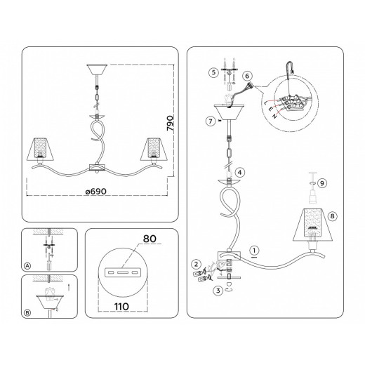 Подвесная люстра Ambrella Light HIGH LIGHT LH57081
