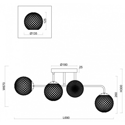 Потолочная люстра Freya Navel FR8016PL-06BBS