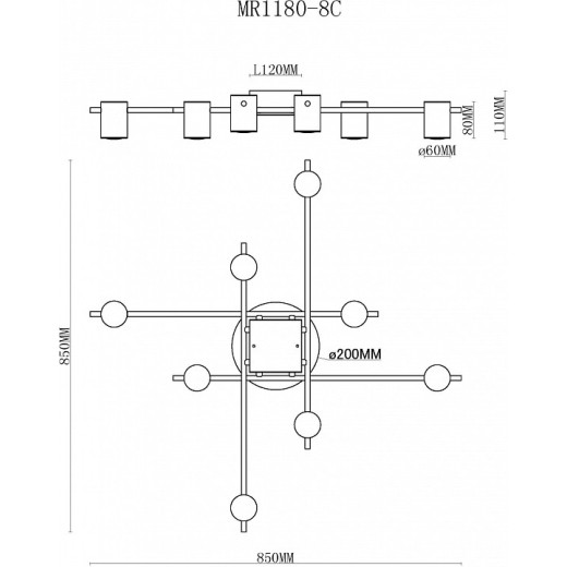 Потолочная люстра MyFar Gella MR1180-8C