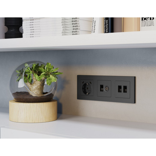 Накладка для розетки с заземлением и со шторками и 2хUSB type С Ambrella Volt ALFA AP9105