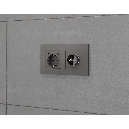 Накладка для розетки с заземлением и со шторками и 2хUSB type С Ambrella Volt ALFA AP6605