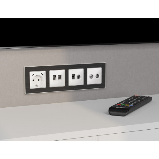 Накладка для ТВ-розетки и RJ-11 или RJ-45 Ambrella Volt ALFA AP1125