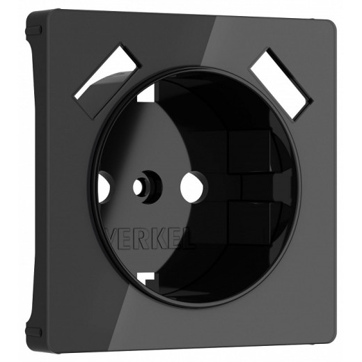 Накладка для розетки с заземлением и 2хUSB Werkel черный акрил W1179548