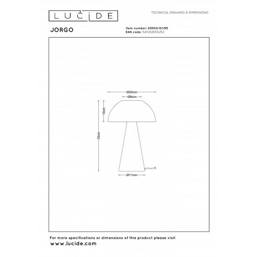 Настольная лампа декоративная Lucide JORGO 65500/01/55