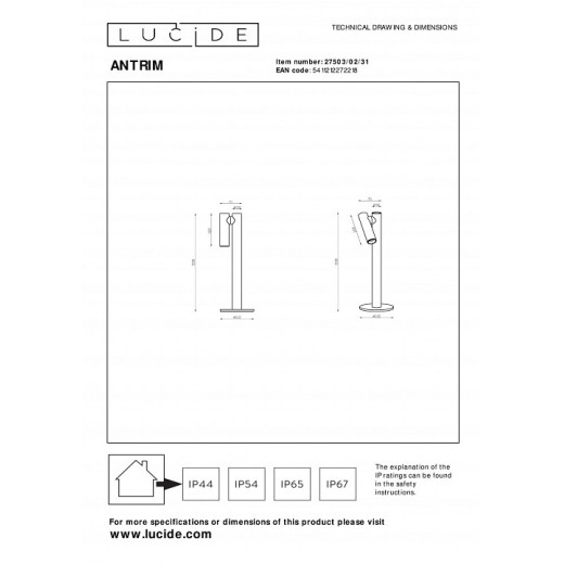 Настольная лампа декоративная Lucide Antrim 27503/02/31
