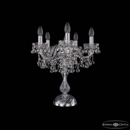 Настольная лампа декоративная Bohemia Ivele Crystal 1409 1409L/5/141-47 Ni