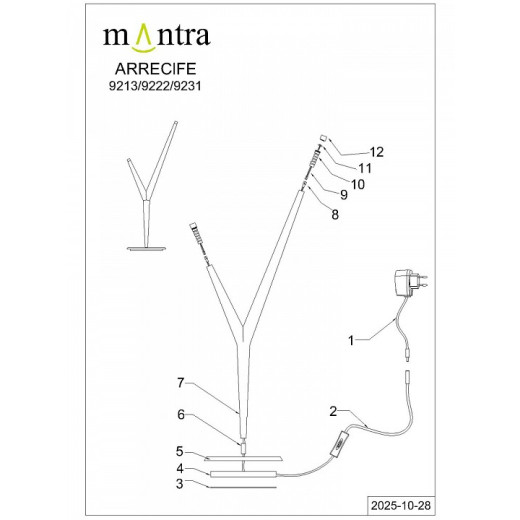 Настольная лампа декоративная Mantra Arrecife 9231