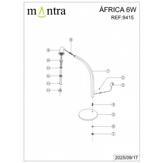Настольная лампа декоративная Mantra Africa 9415